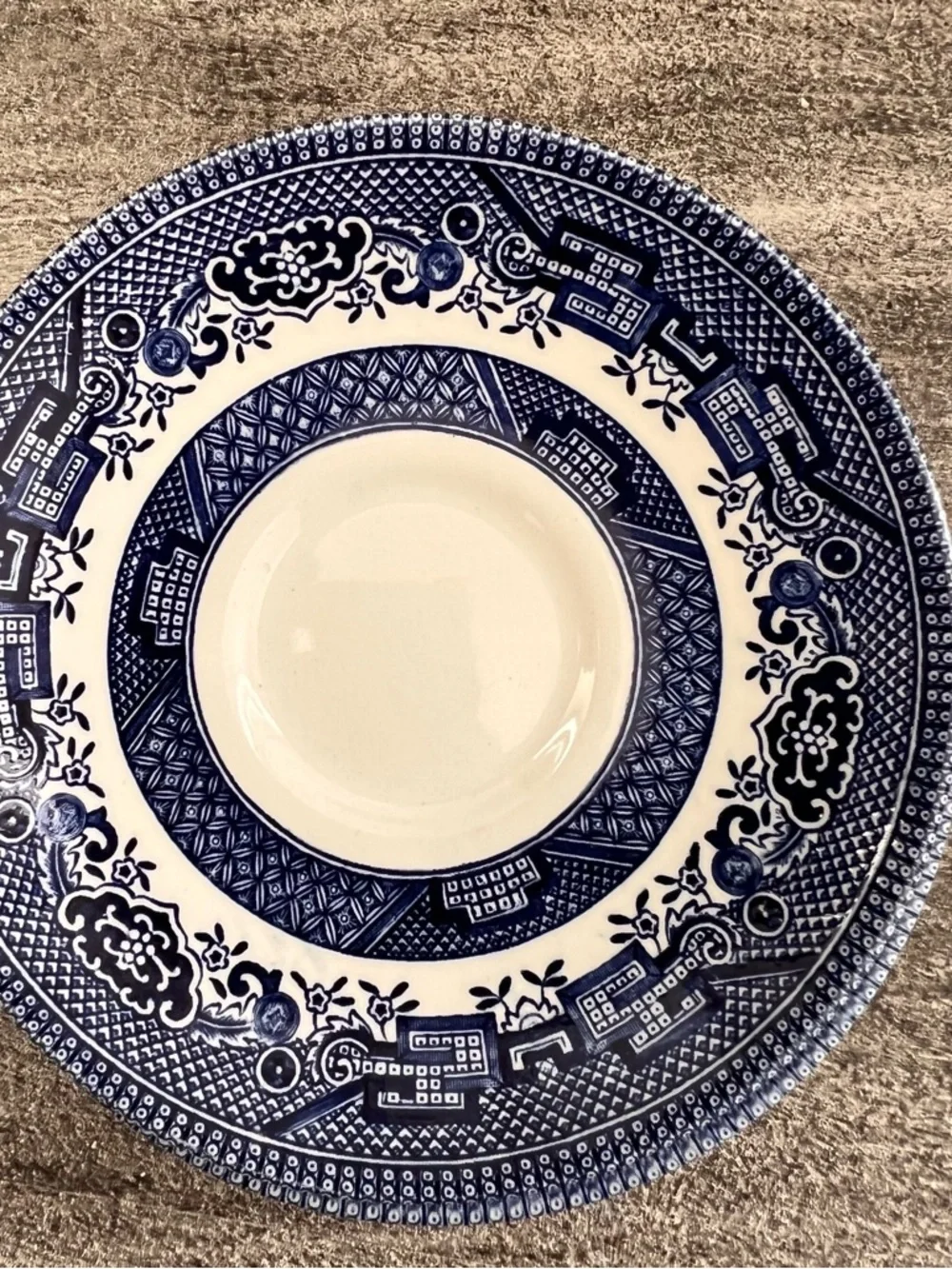 Set of 4 Vintage Churchill BLUE WILLOW Saucers Made In Staffordshire England